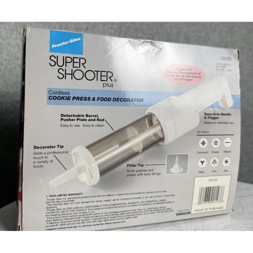 Vintage Proctor Silex Super Shooter Plus Cordless Cookie Press Food Decorator‎